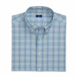 FootJoy Super Soft Woven Plaid Shirt -golf ball Shop footjoy super soft woven plaid shirt white dusk blue ink 04 51434.1671654270