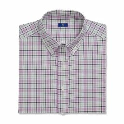 FootJoy Super Soft Woven Plaid Shirt -golf ball Shop footjoy super soft woven plaid shirt white lavender sage navy 04 33254.1671653509
