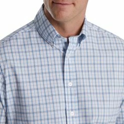 FootJoy Super Soft Woven Plaid Shirt -golf ball Shop footjoy super soft woven plaid shirt white light ocean 03 36816.1671650329
