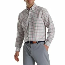 FootJoy Super Soft Woven Plaid Shirt -golf ball Shop footjoy super soft woven plaid shirt white sea green watermelon 01 12779.1671654198