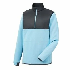 FootJoy Sweater Fleece Pullover -golf ball Shop footjoy sweater fleece pullover heather light blue charcoal 01 80067.1632772753
