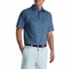 FootJoy Terrazzo Print Lisle Self Collar Polo -golf ball Shop footjoy terrazzo print lisle self collar polo bluestone 01 81277.1673906643