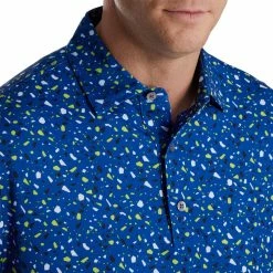 FootJoy Terrazzo Print Lisle Self Collar Polo -golf ball Shop footjoy terrazzo print lisle self collar polo ocean 03 74341.1673907287