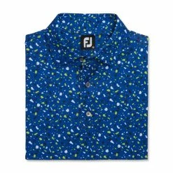FootJoy Terrazzo Print Lisle Self Collar Polo -golf ball Shop footjoy terrazzo print lisle self collar polo ocean 04 83271.1673904158