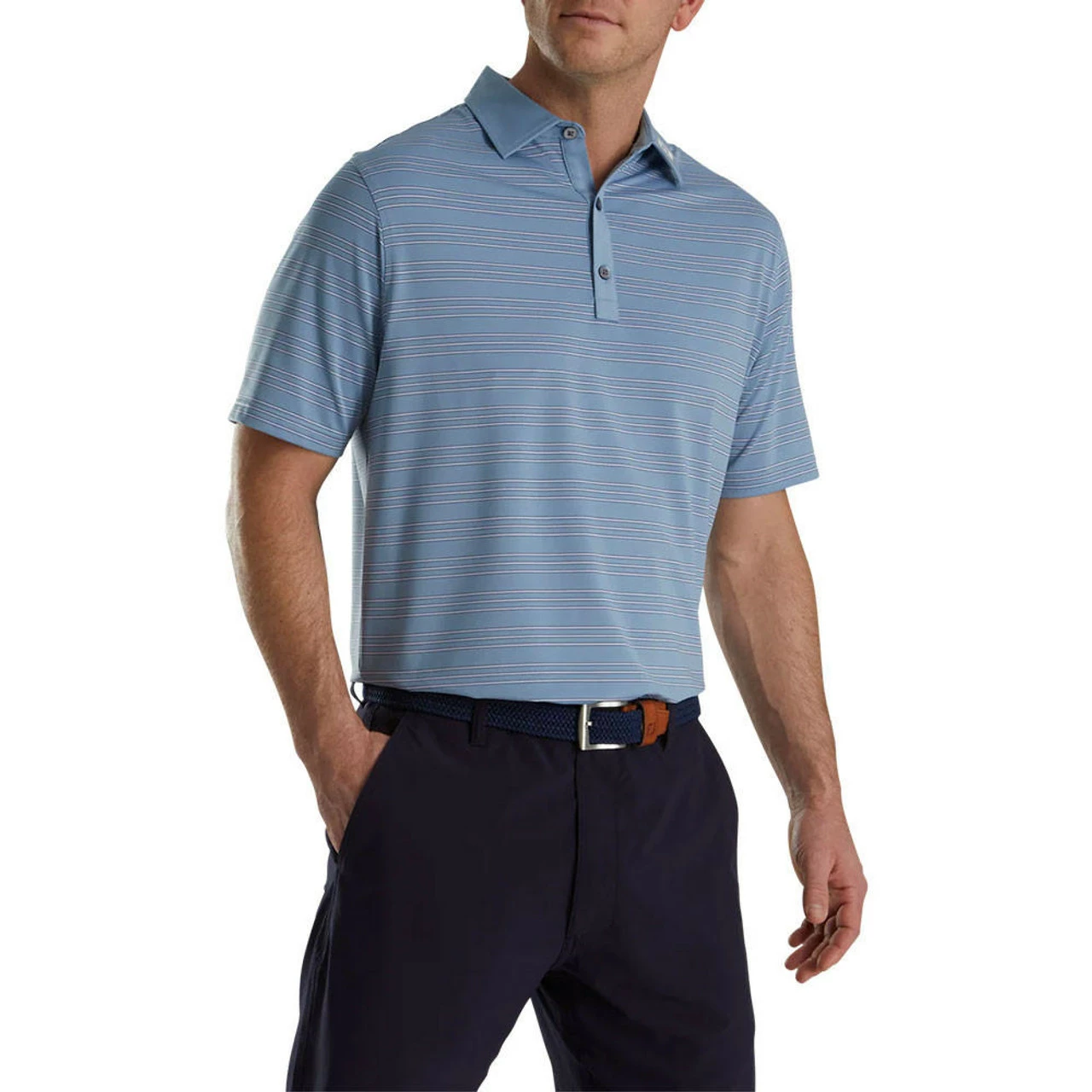 FootJoy Trio Stripe Lisle Self Collar Polo - FJ Logo 3 FootJoy Trio Stripe Lisle Self Collar Polo - FJ Logo