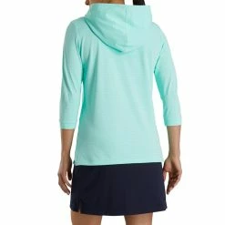 FootJoy Women's 3/4 Sleeve Pinstripe Hoodie 24 FootJoy Women's 3/4 Sleeve Pinstripe Hoodie -golf ball Shop footjoy womens 3 4 sleeve pinstripe hoodie aquamarine 03 93479.1633109315