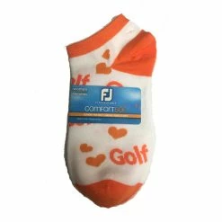 FootJoy Women's ComfortSof Low Cut Heart Print Fashion Sock -golf ball Shop footjoy womens comfortsof low cut heart print fashion sock white orange 01 50847.1671656278