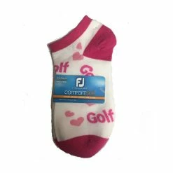 FootJoy Women's ComfortSof Low Cut Heart Print Fashion Sock -golf ball Shop footjoy womens comfortsof low cut heart print fashion sock white pink 01 28340.1671656279