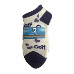 FootJoy Women's ComfortSof Low Cut Heart Print Fashion Sock -golf ball Shop footjoy womens comfortsof low cut heart print fashion sock white purple 01 55872.1671656280