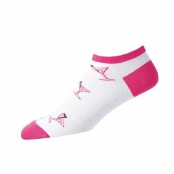 FootJoy Women's ComfortSof Low Cut Martini Print Fashion Sock -golf ball Shop footjoy womens comfortsof low cut martini print fashion sock white pink 01 69185.1671653580