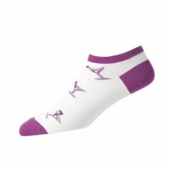 FootJoy Women's ComfortSof Low Cut Martini Print Fashion Sock -golf ball Shop footjoy womens comfortsof low cut martini print fashion sock white purple 01 05429.1671653580
