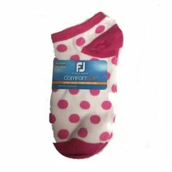 FootJoy Women's ComfortSof Low Cut Polka Dot Print Fashion Sock -golf ball Shop footjoy womens comfortsof low cut polka dot print fashion sock white pink 01 24309.1671654815