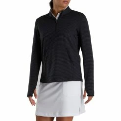 FootJoy Women's Half-Zip Tonal Stripe Mid-Layer -golf ball Shop footjoy womens half zip tonal stripe mid layer black 02 11377.1676595563