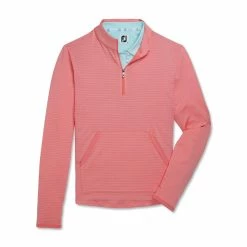 FootJoy Women's Half-Zip Tonal Stripe Mid-Layer -golf ball Shop footjoy womens half zip tonal stripe mid layer bright coral 01 15193.1676589791
