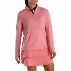 FootJoy Women's Half-Zip Tonal Stripe Mid-Layer -golf ball Shop footjoy womens half zip tonal stripe mid layer bright coral 02 91245.1676578122