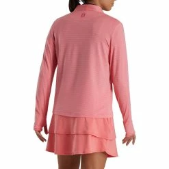 FootJoy Women's Half-Zip Tonal Stripe Mid-Layer -golf ball Shop footjoy womens half zip tonal stripe mid layer bright coral 03 92334.1676584091
