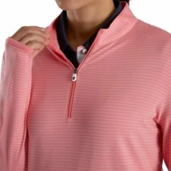 FootJoy Women's Half-Zip Tonal Stripe Mid-Layer -golf ball Shop footjoy womens half zip tonal stripe mid layer bright coral 04 64128.1676578049