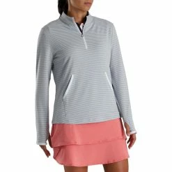 FootJoy Women's Half-Zip Tonal Stripe Mid-Layer -golf ball Shop footjoy womens half zip tonal stripe mid layer grey 02 13647.1676594799