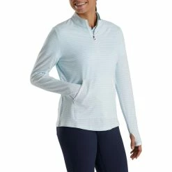 FootJoy Women's Half-Zip Tonal Stripe Mid-Layer -golf ball Shop footjoy womens half zip tonal stripe mid layer sky 02 82806.1676589244