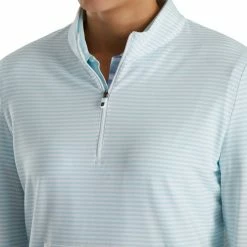 FootJoy Women's Half-Zip Tonal Stripe Mid-Layer -golf ball Shop footjoy womens half zip tonal stripe mid layer sky 04 35781.1676598771