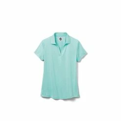 FootJoy Women's Open Placket Space Dye Polo 27 FootJoy Women's Open Placket Space Dye Polo -golf ball Shop footjoy womens open placket space dye polo aquamarine white 01 90386.1631902166