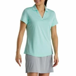 FootJoy Women's Open Placket Space Dye Polo 28 FootJoy Women's Open Placket Space Dye Polo -golf ball Shop footjoy womens open placket space dye polo aquamarine white 02 54391.1631902166