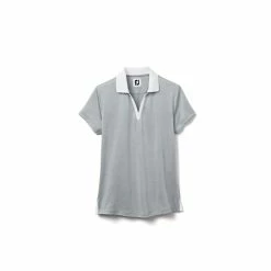 FootJoy Women's Open Placket Space Dye Polo 22 FootJoy Women's Open Placket Space Dye Polo -golf ball Shop footjoy womens open placket space dye polo grey white 01 80741.1631902166