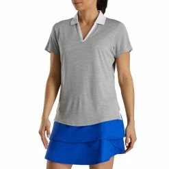 FootJoy Women's Open Placket Space Dye Polo 23 FootJoy Women's Open Placket Space Dye Polo -golf ball Shop footjoy womens open placket space dye polo grey white 02 01494.1631902166