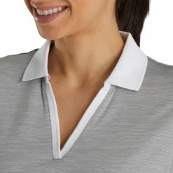 FootJoy Women's Open Placket Space Dye Polo 25 FootJoy Women's Open Placket Space Dye Polo -golf ball Shop footjoy womens open placket space dye polo grey white 04 86780.1631902167