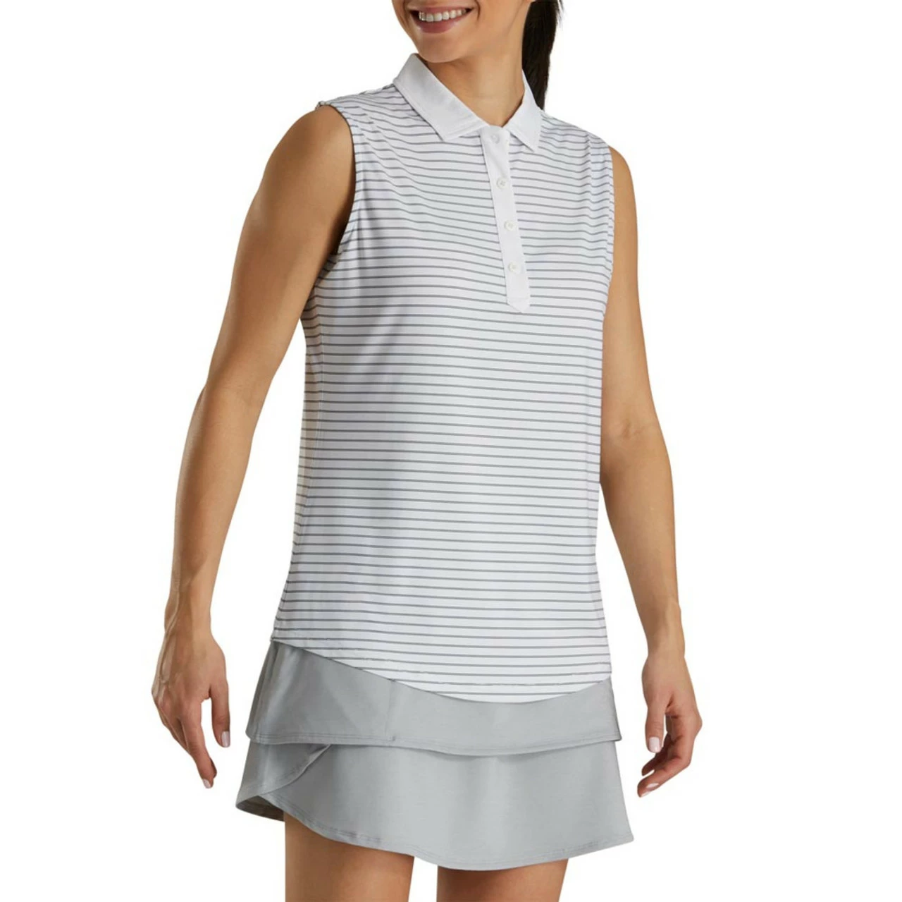 FootJoy Women's Sleeveless Pinstripe Polo 14 FootJoy Women's Sleeveless Pinstripe Polo - Image 12