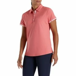 FootJoy Women's Watercolor Trim Polo 44 FootJoy Women's Watercolor Trim Polo -golf ball Shop footjoy womens watercolor trim polo bright coral 02 94333.1676595952