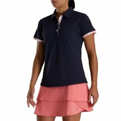 FootJoy Women's Watercolor Trim Polo 29 FootJoy Women's Watercolor Trim Polo -golf ball Shop footjoy womens watercolor trim polo navy 02 28703.1676593851
