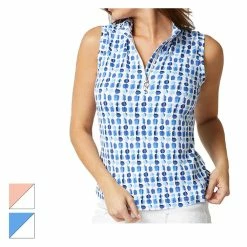 GGBLUE Tess Sleeveless Polo -golf ball Shop ggblue tess sleeveless polo navy cube 01 05587.1676582624