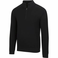 Greg Norman Performance Blend Lined 1/4 Zip Wind Sweater -golf ball Shop greg norman performance blend lined 1 4 zip wind sweater black 01 88144.1659043397