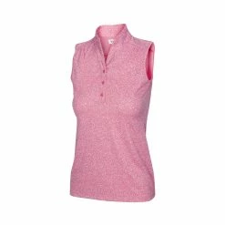 Greg Norman Women's Heathered Dot Sleeveless Polo 12 Greg Norman Women's Heathered Dot Sleeveless Polo -golf ball Shop greg norman womens heathered dot sleeveless polo coral guava 01 38371.1651765028