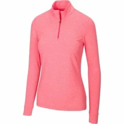 Greg Norman Women's Peached Heather 1/4 Zip -golf ball Shop greg norman womens peached heather 1 4 zip field poppy heather 01 01802.1633111170