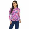 IBKUL Aubrey Print Long Sleeve Mock Neck -golf ball Shop ibkul aubrey print long sleeve mock neck plum multi 01 97993.1676584295