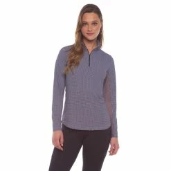 IBKUL Mini Check Long Sleeve Zip Mock -golf ball Shop ibkul mini check long sleeve zip mock black 01 72750.1676587116