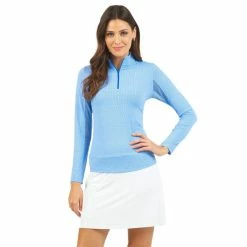 IBKUL Mini Check Long Sleeve Zip Mock -golf ball Shop ibkul mini check long sleeve zip mock blue 01 81472.1676593316