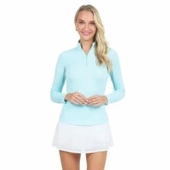 IBKUL Mini Check Long Sleeve Zip Mock -golf ball Shop ibkul mini check long sleeve zip mock seafoam 01 58887.1676582150