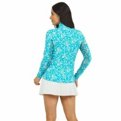 IBKUL Mosaic & Wine Print Long Sleeve Mock 5 IBKUL Mosaic & Wine Print Long Sleeve Mock -golf ball Shop ibkul mosaic and wine print long sleeve mock neck seafoam lime 02 57954.1676598730