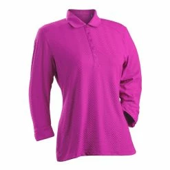 Nancy Lopez Grace 3/4 Sleeve Polo -golf ball Shop nancy lopez grace 3 4 sleeve polo hot pink 01 70307.1633541344