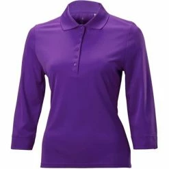 Nancy Lopez Luster 3/4 Sleeve Polo -golf ball Shop nancy lopez luster 3 4 sleeve polo grape 01 40906.1633540841