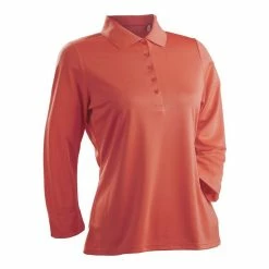 Nancy Lopez Luster 3/4 Sleeve Polo -golf ball Shop nancy lopez luster 3 4 sleeve polo tangerine 01 98221.1633540841