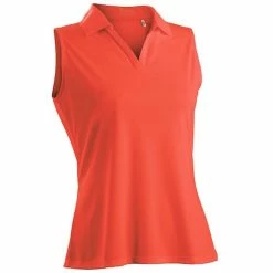 Nancy Lopez Luster Sleeveless Polo -golf ball Shop nancy lopez luster sleeveless polo tangerine 01 54351.1633466644