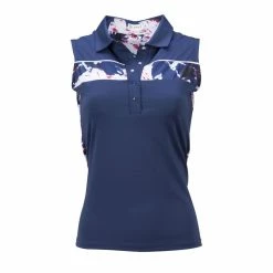 Nancy Lopez Peace Sleeveless Polo -golf ball Shop nancy lopez peace sleeveless polo navy 01 66046.1648051972