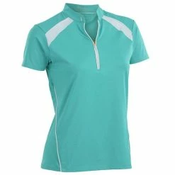 Nancy Lopez Sporty Short Sleeve Polo -golf ball Shop nancy lopez sporty short sleeve polo aqua white 01 42779.1633465913