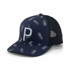 Puma Pineapple Trucker P Hat -golf ball Shop puma pineapple trucker p hat navy blazer flat light gray 01 48947.1678814880