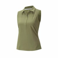 Puma Women's Harding Sleeveless Polo -golf ball Shop puma womens harding sleeveless polo dark green moss 01 94379.1649187521