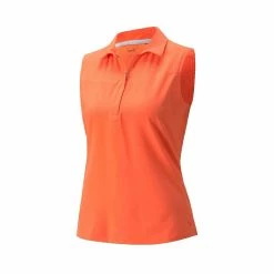 Puma Women's Harding Sleeveless Polo -golf ball Shop puma womens harding sleeveless polo hot coral 01 02737.1645122649